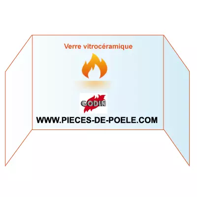 Verre vitrocéramique prismatique 178/438/178x442mm - GODIN Réf. 00001307496