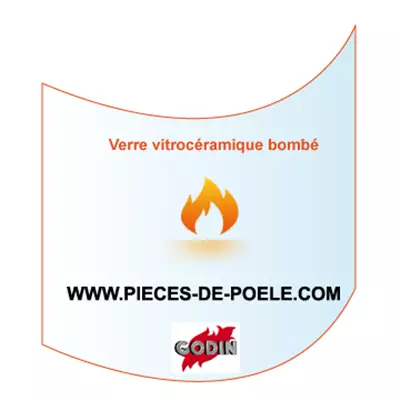 Verre vitrocéramique bombé 333x448mm - GODIN 00001307760 (SUIVI)