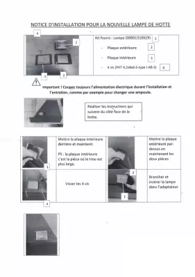 KIT REMPLACEMENT VERRE + AMPOULE DE HOTTE - GODIN 00005307273002 (SUIVI)