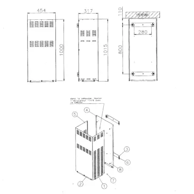 Réhausse complète cache conduit pour poêles Cantou (L45xP32xH101 cm) - GODIN Réf. 965011