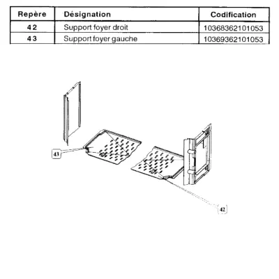 Support foyer droit (demi-grille) 362101 / 363101 - pièce d'origine GODIN réf. 20368362101001 (SUIVI)