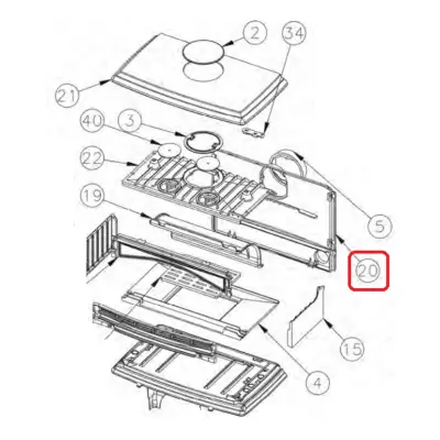 DERRIERE FOYER CARVIN 366101 OU 366103 - GODIN Réf. 30130366101053 (SUIVI)