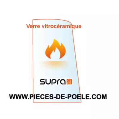 Verre vitrocéramique trapèze 205x470x4mm = SUPRA Réf. 31615 (DISPO)