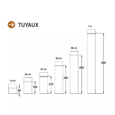 Tuyau Ø97 M/F 100cm (94cm utile) émaillé noir mat - TEN 344012 (SUIVI)