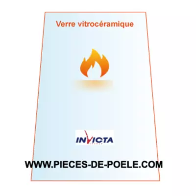 Verre vitrocéramique trapèze 429x370/325x4mm = INVICTA Réf. AX605344 = AX605344B (DISPO)