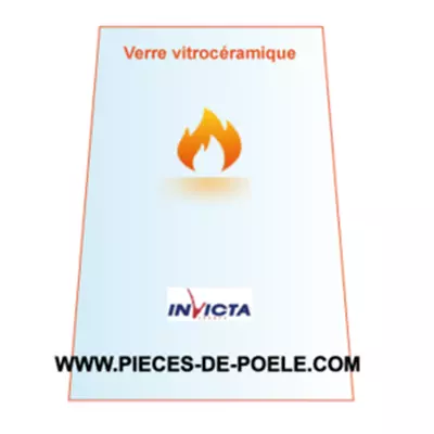 Verre vitrocéramique trapèze 410/350x565x4mm = INVICTA Réf. AX605644A = AX605644 (DISPO)