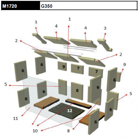 Kit complet de 11 briques vermiculite pour foyer Rocal G350 M1720