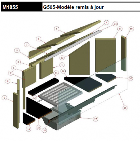 Kit complet de 15 briques vermiculite pour foyer Rocal G505 M1855