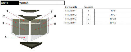 Kit complet de 6 briques vermiculite pour poêle cheminée Rocal Vertex X1310