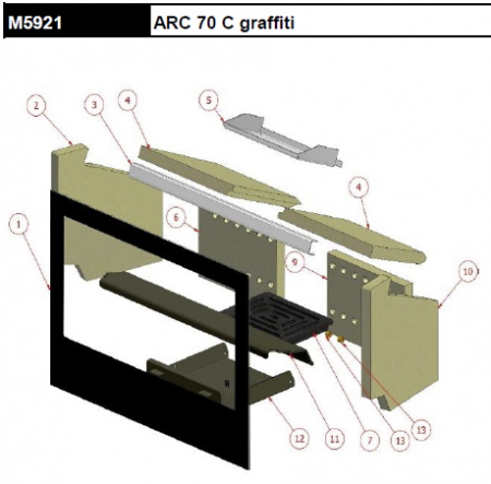 Kit complet de 8 briques vermiculite pour insert Rocal Arc 70 C graffiti M5921