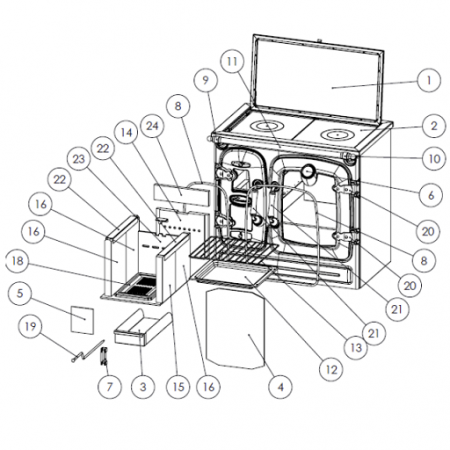 Kit complet de briques de foyer pour cuisinière Lacunza Clasica 5T