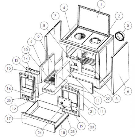 Kit complet de briques de foyer pour cuisinière Lacunza Etna 5T