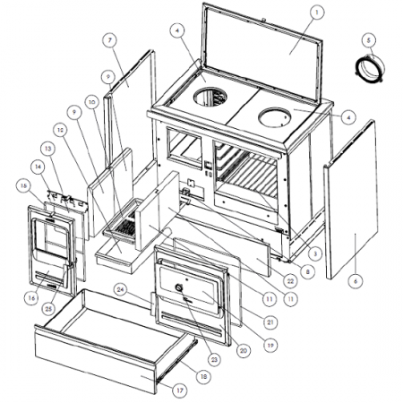 Kit complet de briques de foyer pour cuisinière Lacunza Etna 7T