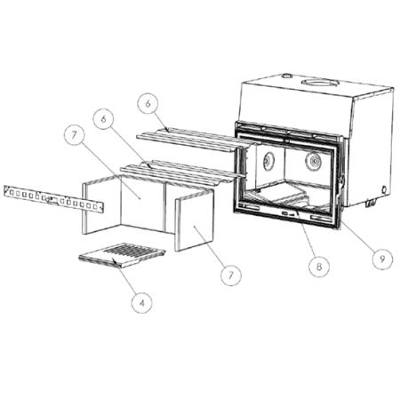 Kit complet de briques de foyer pour insert Lacunza Sarria 12 / 16