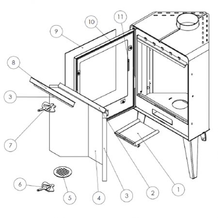 Kit complet de briques de foyer pour poêle Lacunza Atlantic 610R