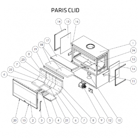 Kit complet de briques de foyer pour poêle Lacunza Paris 700 CLID