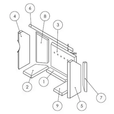 KIT INTERIEUR FOYER FONTE POELE TANA - INVICTA réf. N648820 (STOCK)