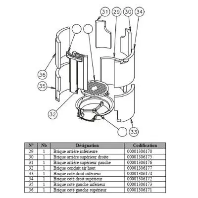 Lot de 8 briques réfractaires pour poêle Petit Godin 3121, 3721 et 3721A (STOCK)