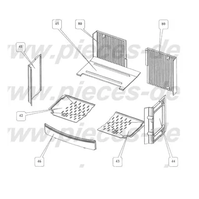 Lot de 8 pièces de foyer en fonte pour poêle Godin 363102 Eco (STOCK)