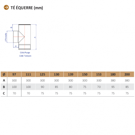 Té EQ avec tampon Ø111 F/F noir mat - TEN Réf. 346403 (SUIVI)