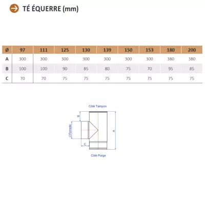 Té EQ avec tampon Ø153 F/F noir mat - TEN Réf. 346406 (STOCK)