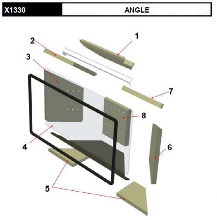 Vitre Angle X1330 - ROCAL réf.  X1300V3-200