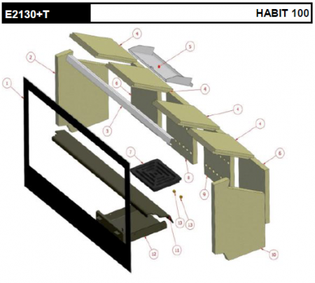 Vitre sérigraphiée Habit 100 E2130+T - ROCAL réf. M5716-200